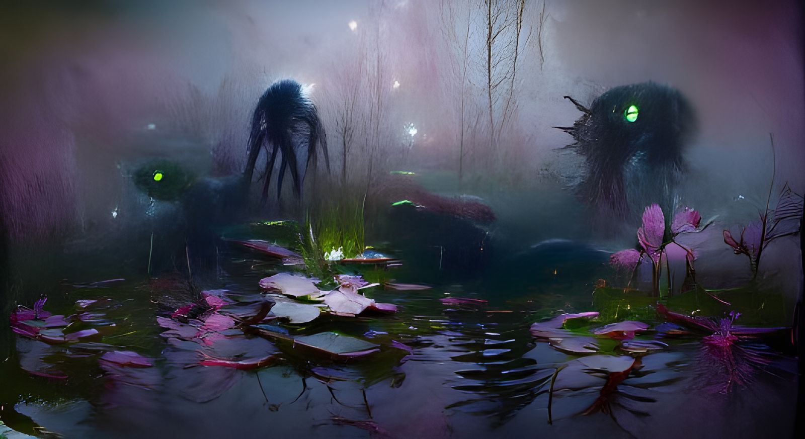 Tall Pale Axolotl Under Glowing Night Sky as Mystical Art