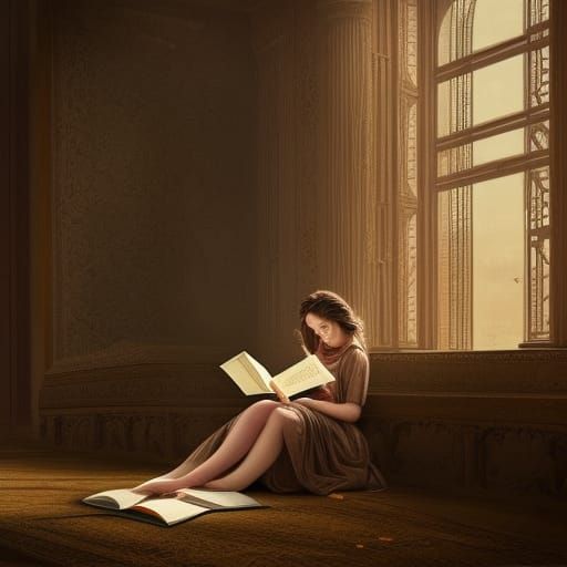 Girl Reading: Epic Cinematic Digital Matte Painting