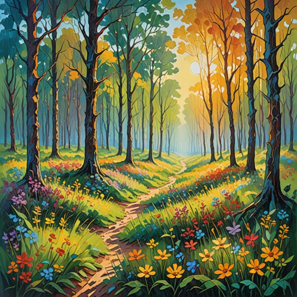 Vibrant Fauvist Landscape at Sunrise