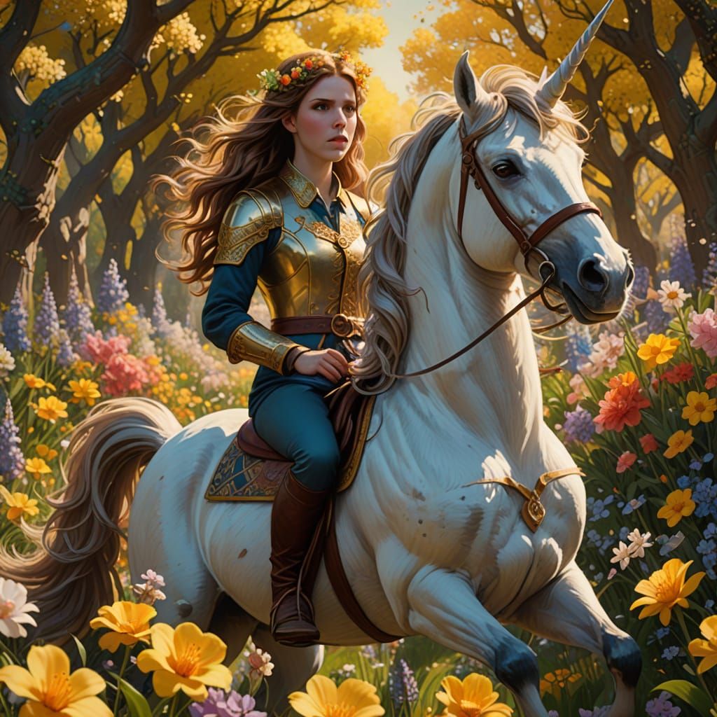 Anna Kendrick on Unicorn, Wyeth-Style Illustration