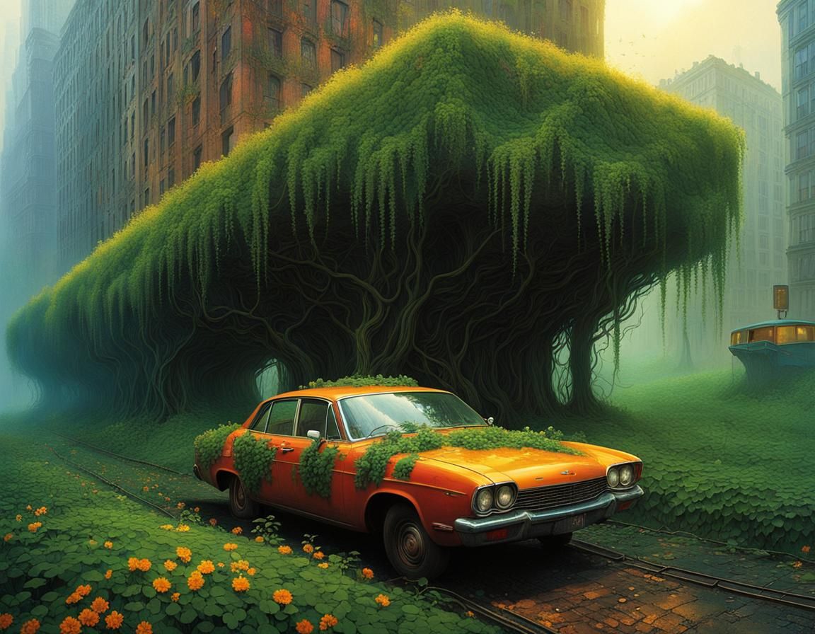 Urban Oasis Emerges from Decay in Vibrant, Fantastical Metro...