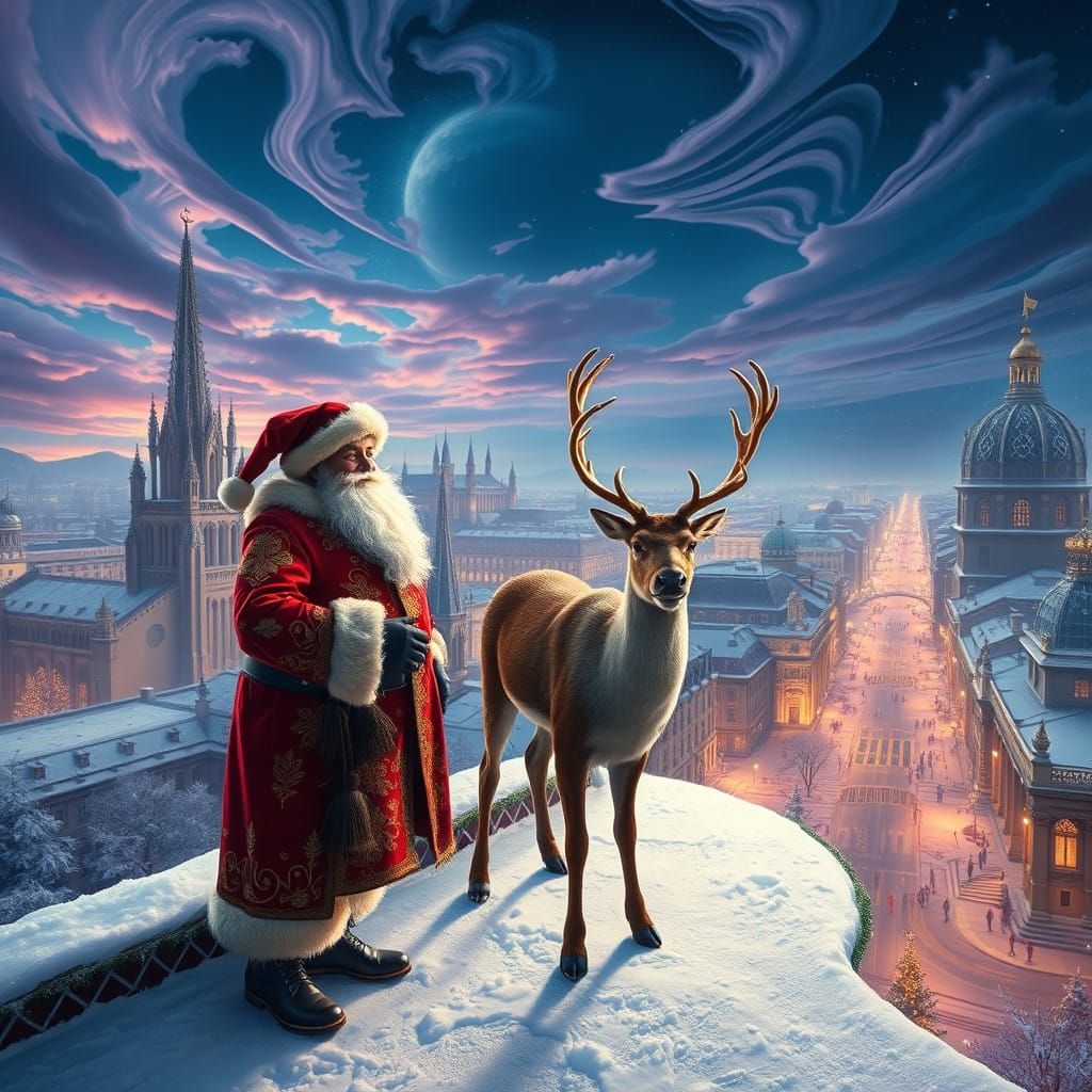 Surreal Christmas Scene in Fantasy Concept Art Style