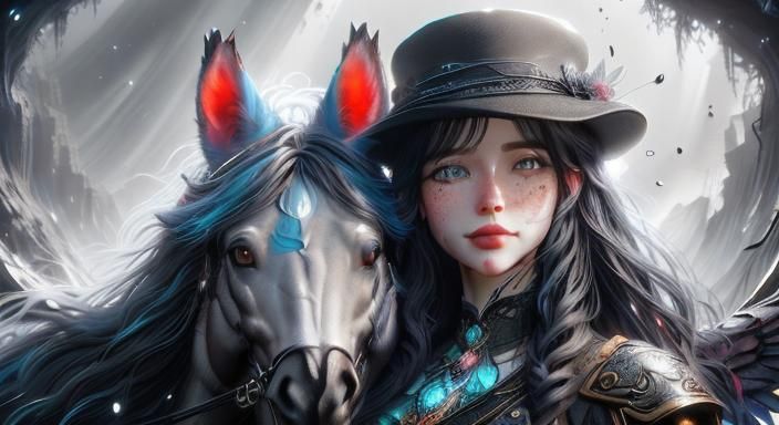 Hyperrealistic Black and White Portrait in a Fantastical Sty...