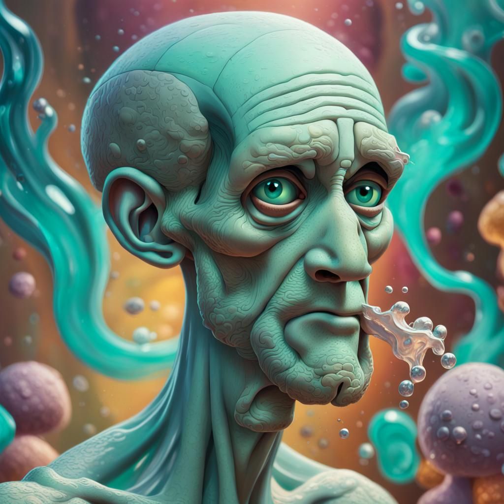squidward as a human on drugs