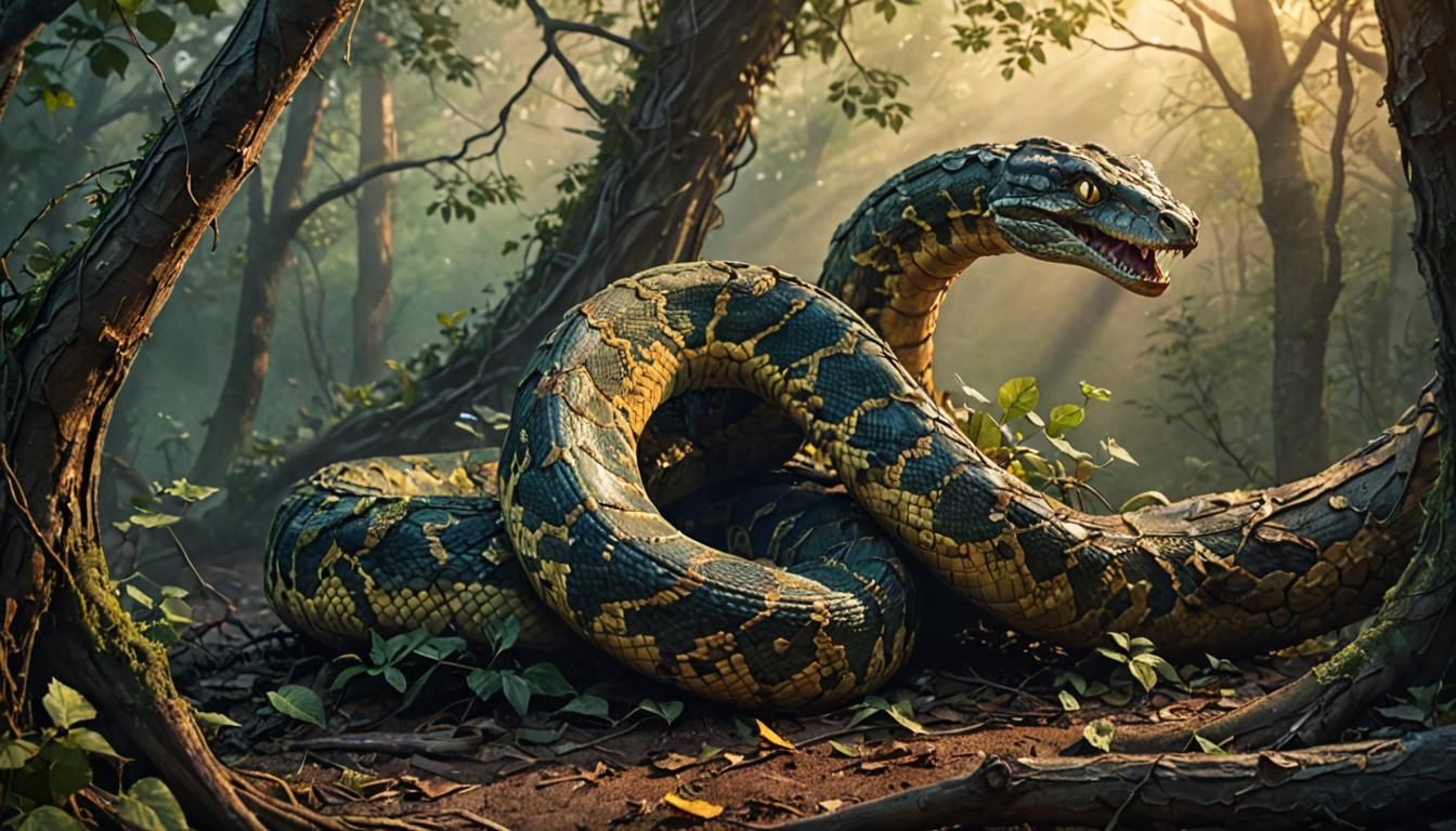 Hyperrealistic Kentucky Serpent Emerges in Vibrant Sunset