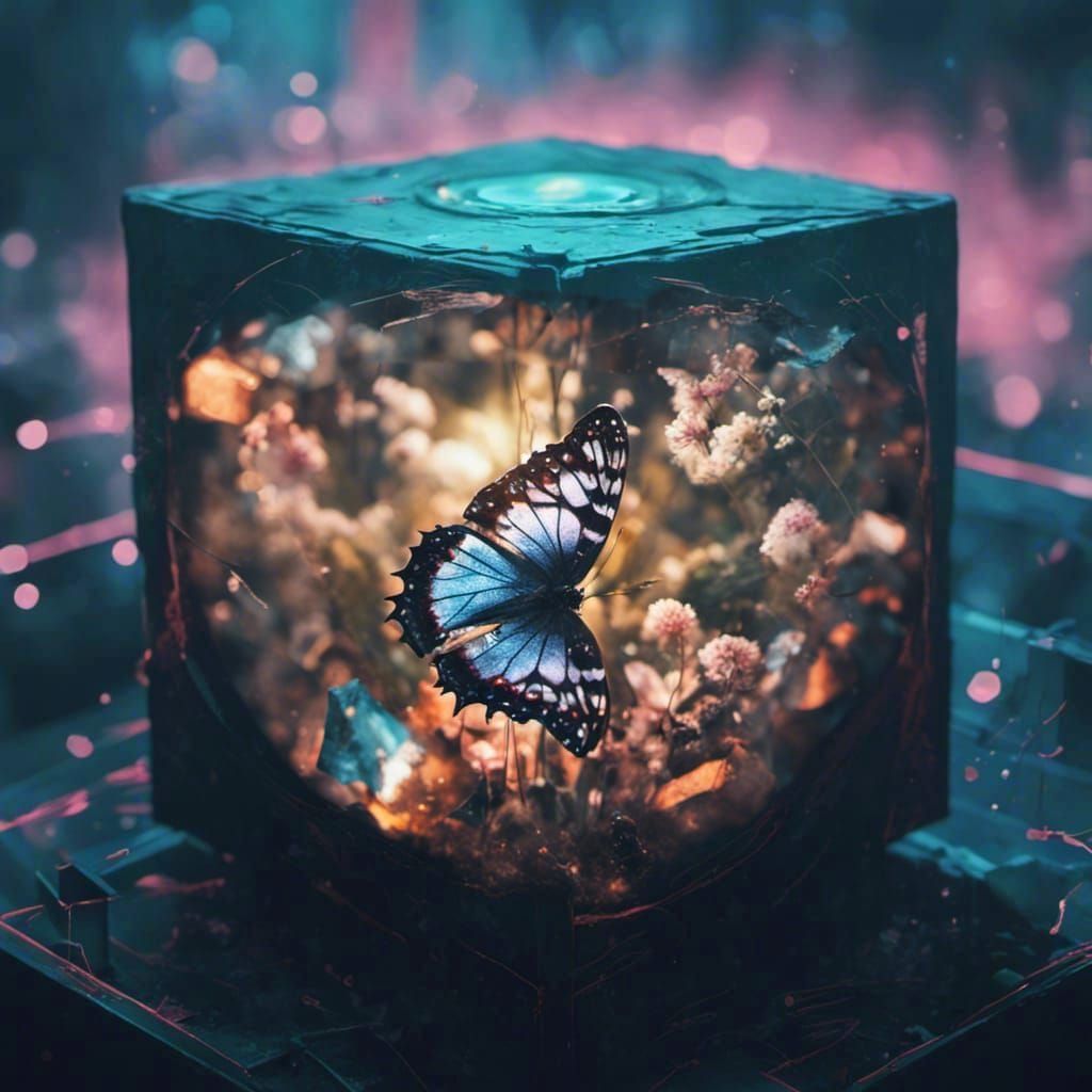 Glowing Cubes in Celestial Harmony