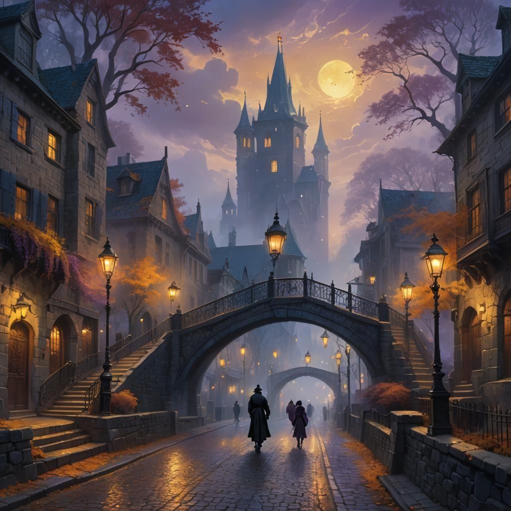 Gothic Cityscape at Dusk