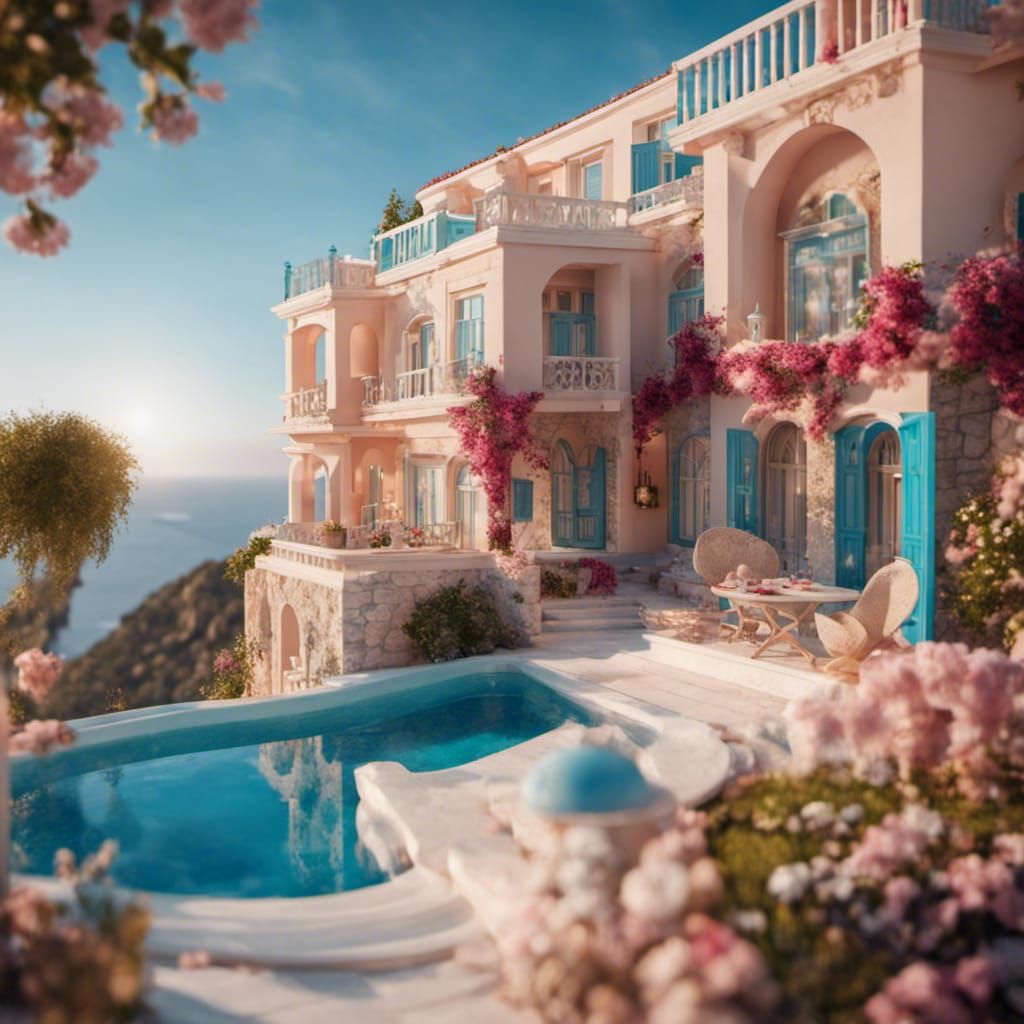 Greek Villa Paradise in Hyper Realistic Detail