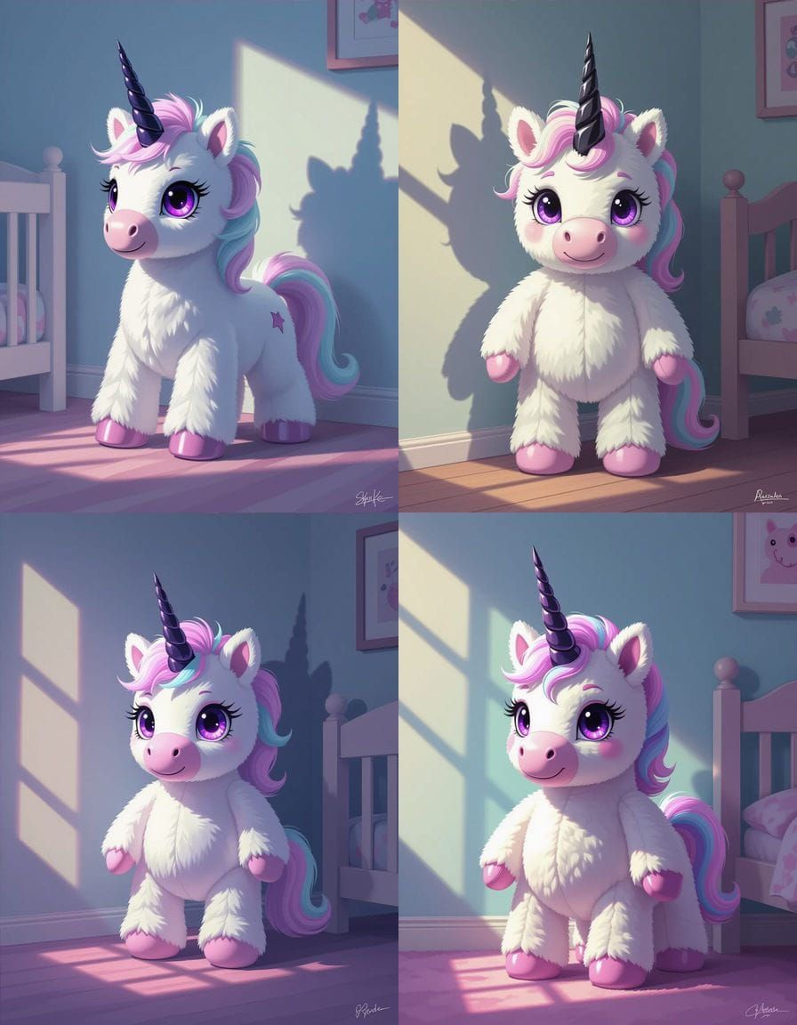 Surreal Unicorn Toy with Obsidian Horn in Dreamlike Digital ...