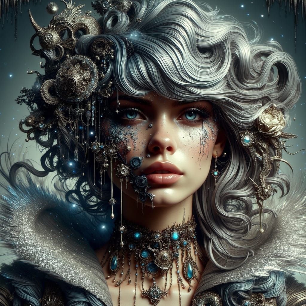 Dreamy Woman at Edge of Ethereal Landscape in 3D