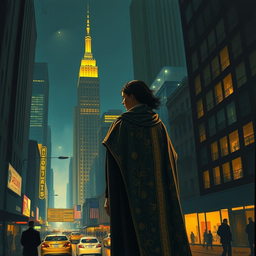 Nostalgic Cityscape in Golden Splendor