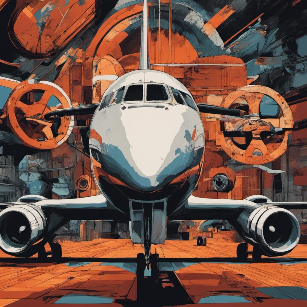 Jet in Darkened Hangar