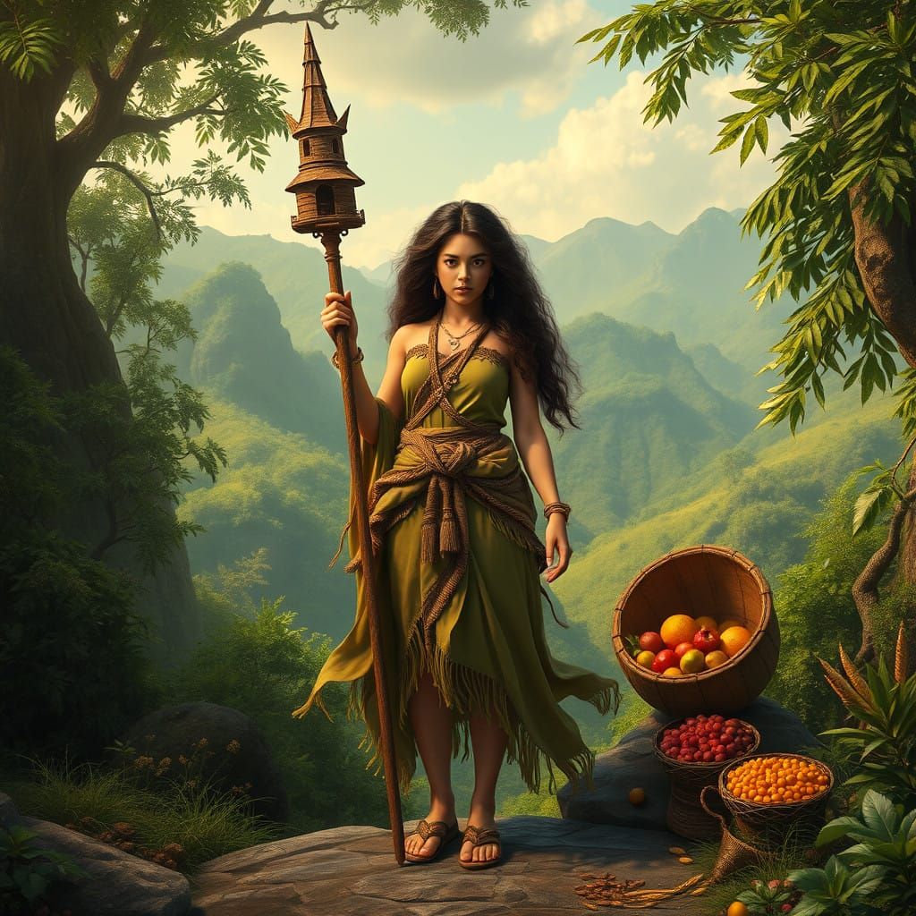 Ancient Goddess Embodied in Lush Nature