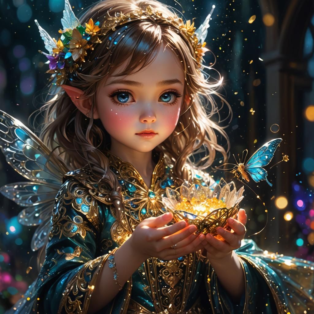 Chibi Fairy in Vibrant, Dramatic Digital Art