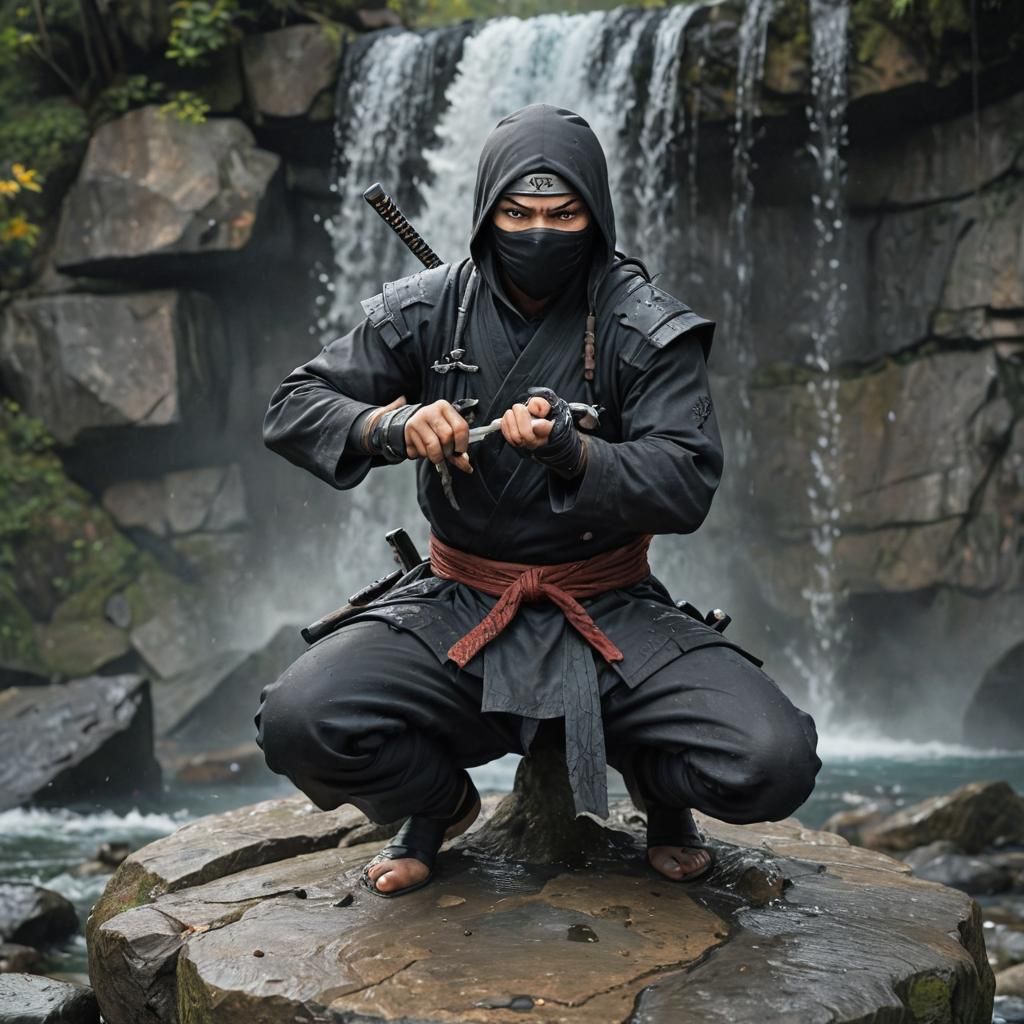 Ninja in Hyperrealistic Splash Art