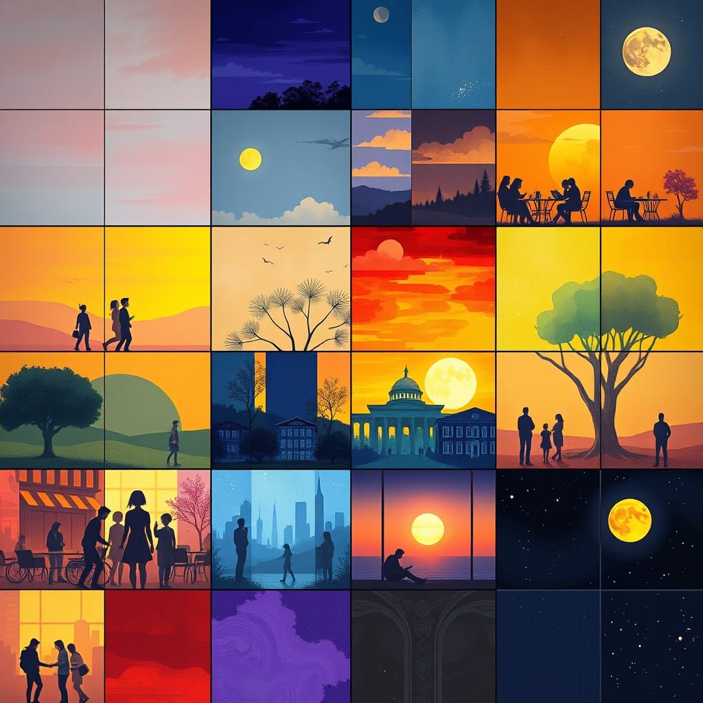 Timeless Abstraction: A Dynamic Mural of Daily Life