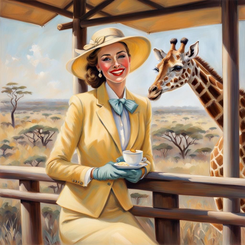 Elegant Woman Surrounded by Nature in Pastel Sketch Style