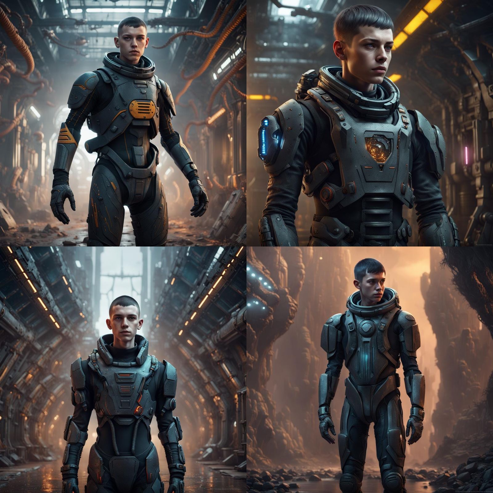 Young Sci-Fi Warrior in Grim Fantasy Setting