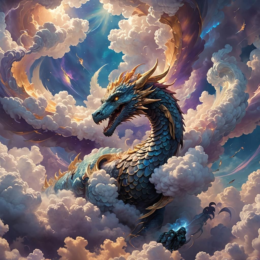 Ethereal Cloud Drake in Majestic Fantasy Art
