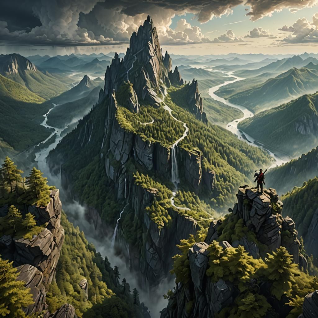 Ethereal Peaks in Vibrant High-Fantasy Style