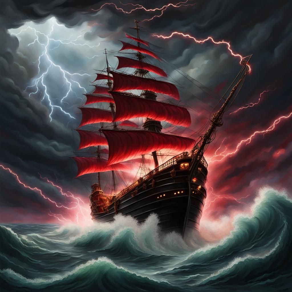 Whimsical Galleon Ride Through Turbulent Waters Amidst an El...
