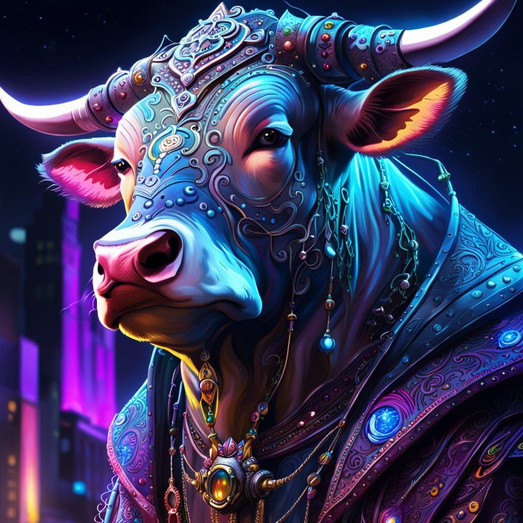 Cyberpunk Sorcerer Cow