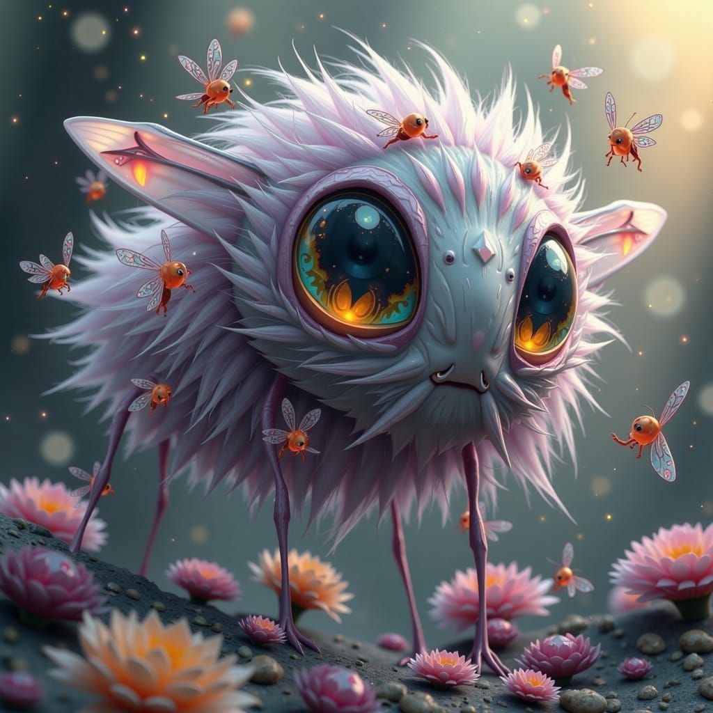 Adorable Floating Eye Monster in a Fantastical Style