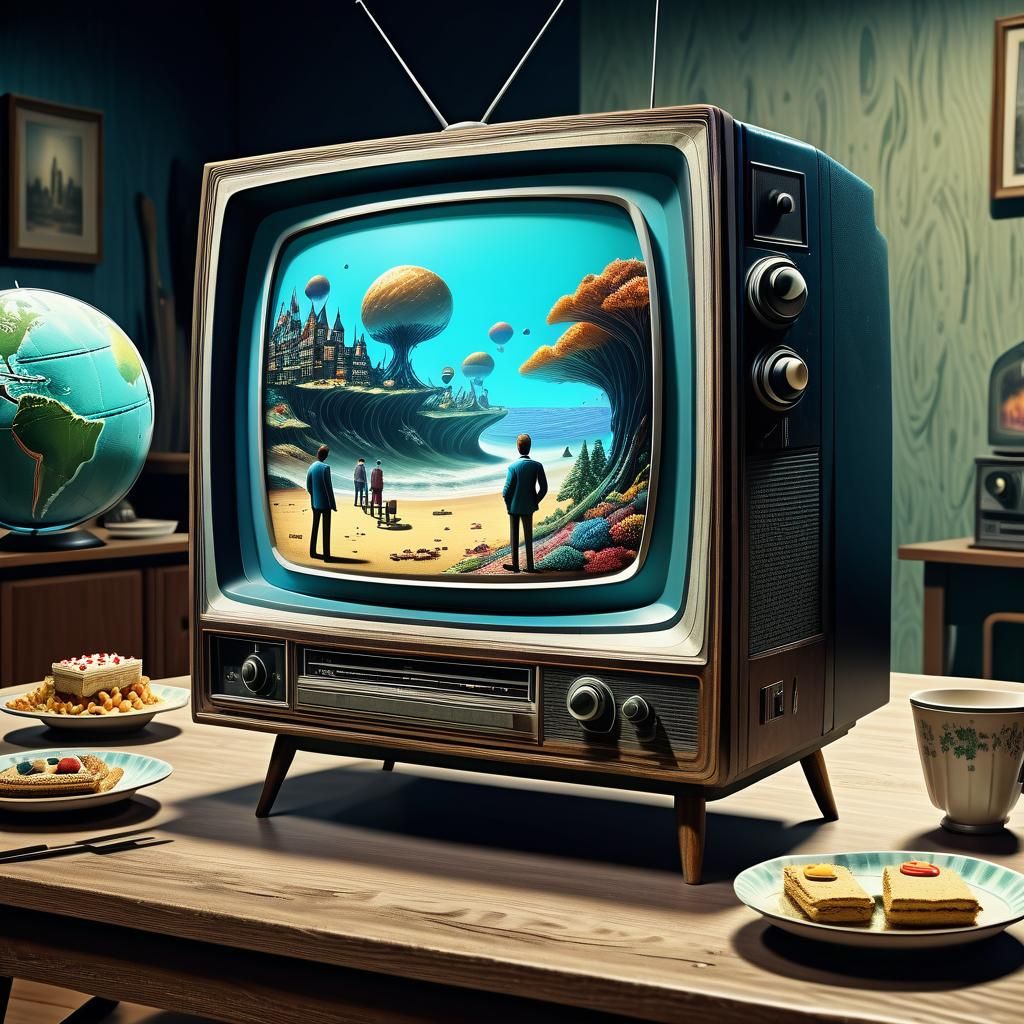 Hyperrealistic TV Scene in a Mid Shot, Concept Art Style