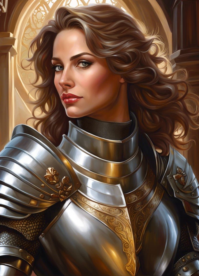 A Beautiful Female Knight in Armor