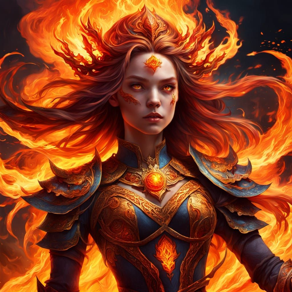 Fierce Fire Goddess Concept Art: Explosive Ember Details