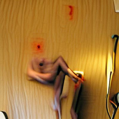 Bloody Figure Posing in a Dark Room
