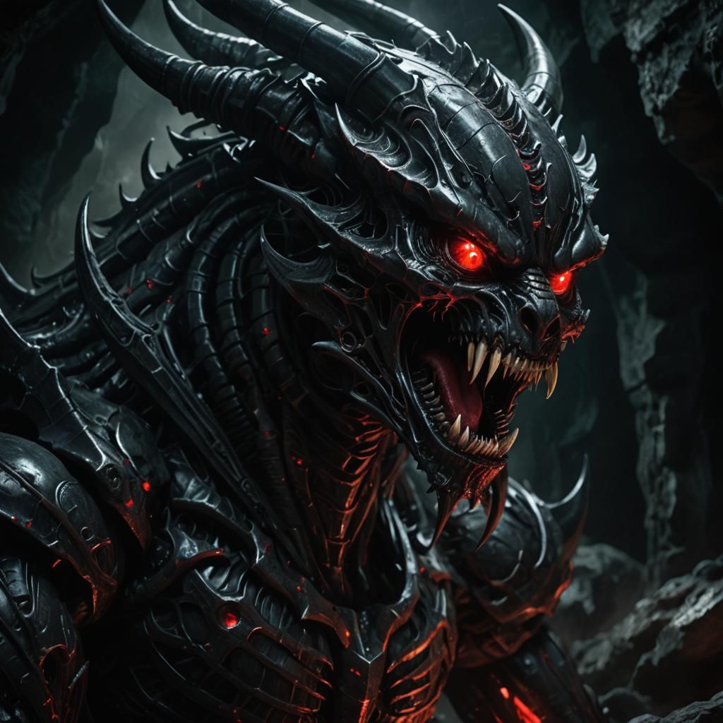 Fearsome Beast Unleashes Roar in Dark Fantasy Cavern