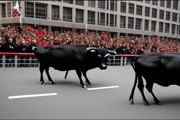 Bulls in Energetic Parade