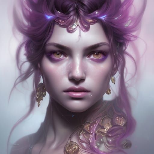 Mystic Mauve Enchantress Portrait in Digital Art