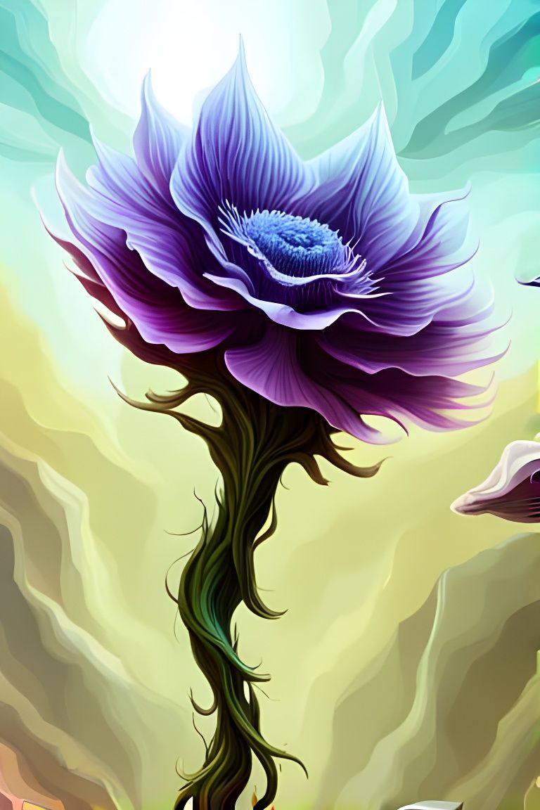 Surreal Cosmic Bloom in Vibrant Purple and Purple Hues