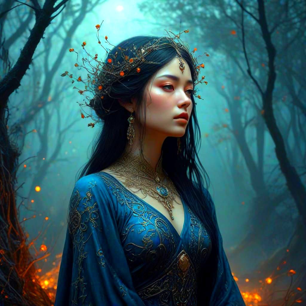 Mysterious Enchantress in Ethereal Light