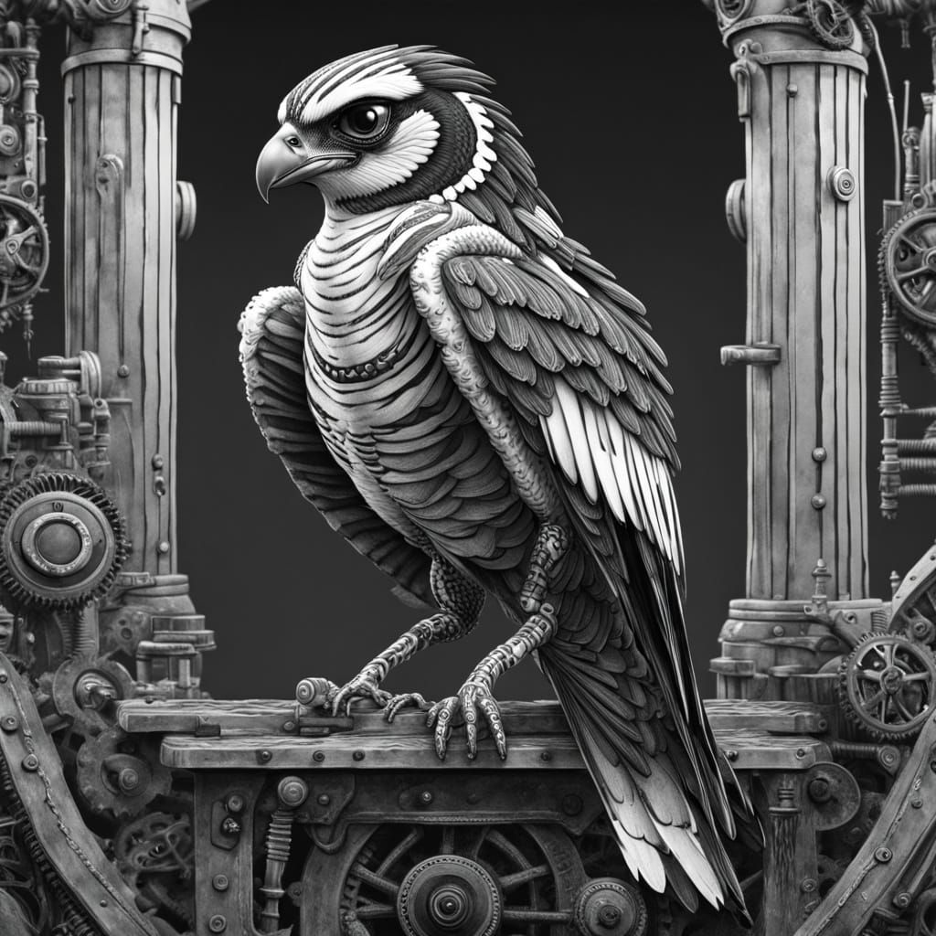 Steampunk Horror Falcon on Beetlejuice Gears