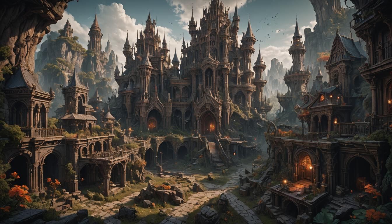 Macabre Fantastical Landscape in Deep Color