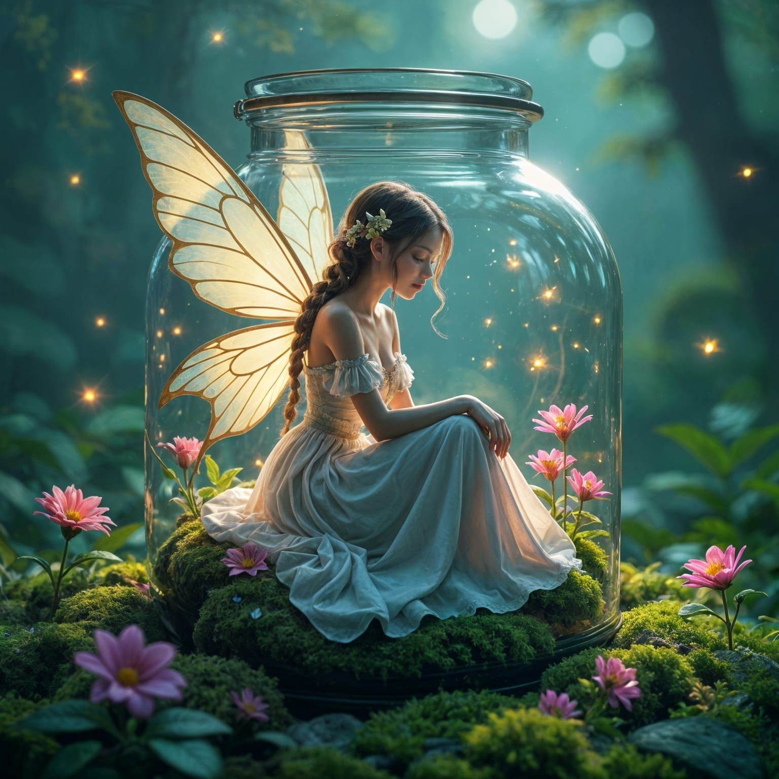 Fairy in a Jar: Fantastical Detailed Matte Painting