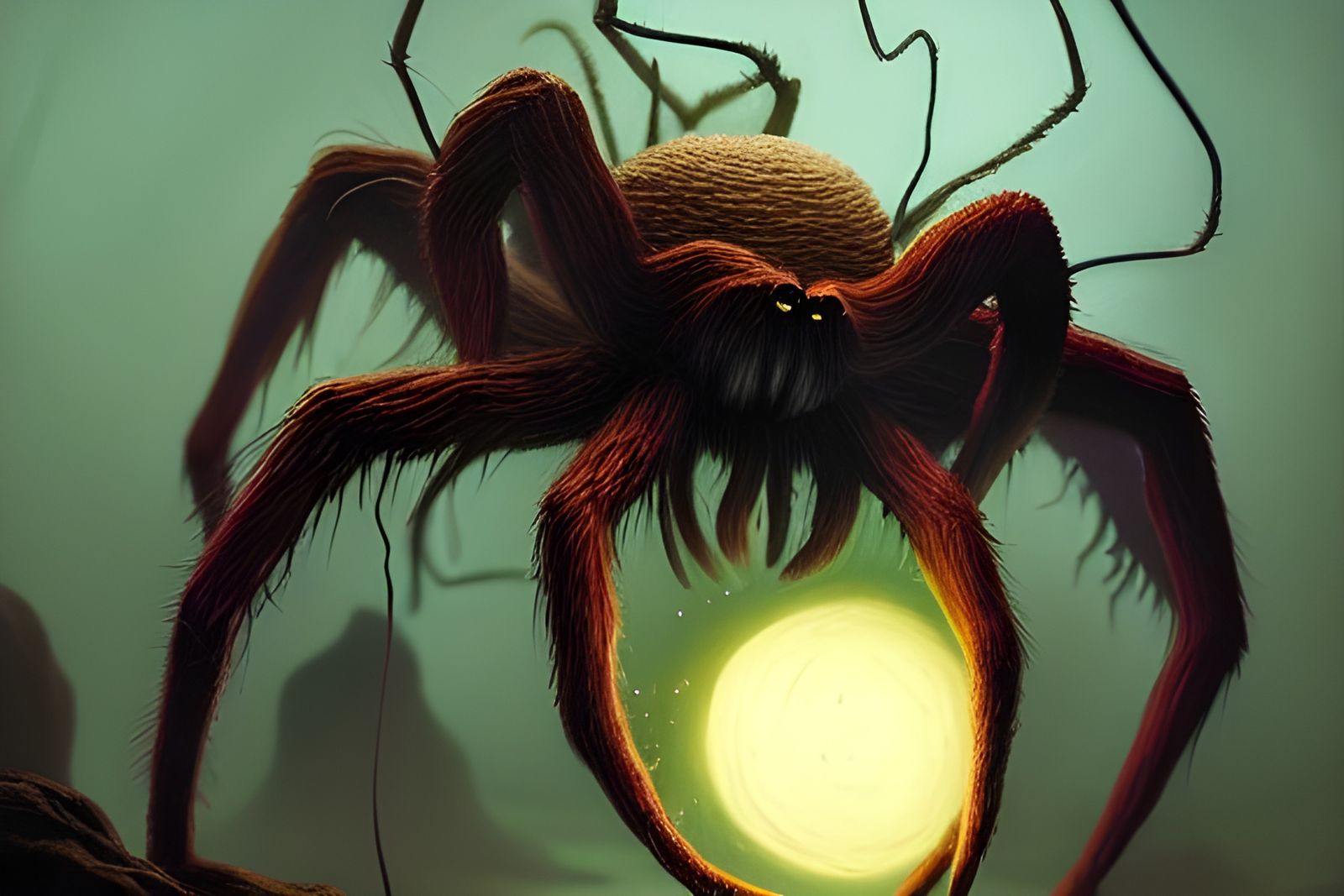 Gorgeous Sapient Spider in a Detailed Gouache Painting