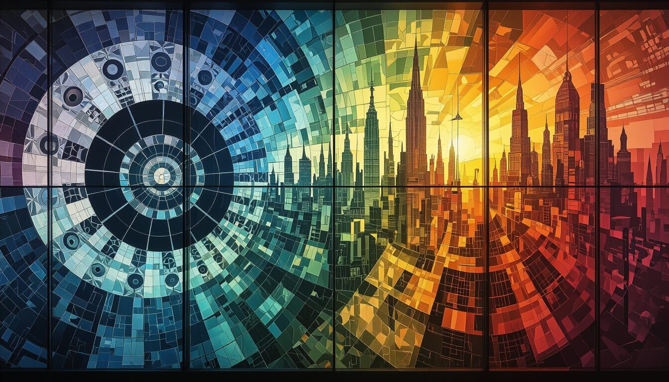 Surreal Fractal Graffiti on Kintsugi Glass Walls