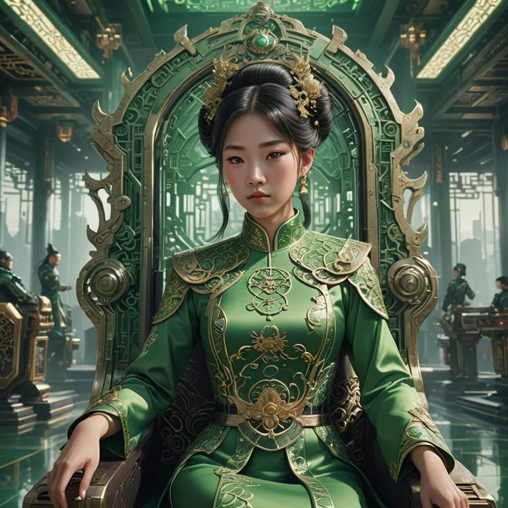 Elegant Liao Princess in Cyberpunk Palace