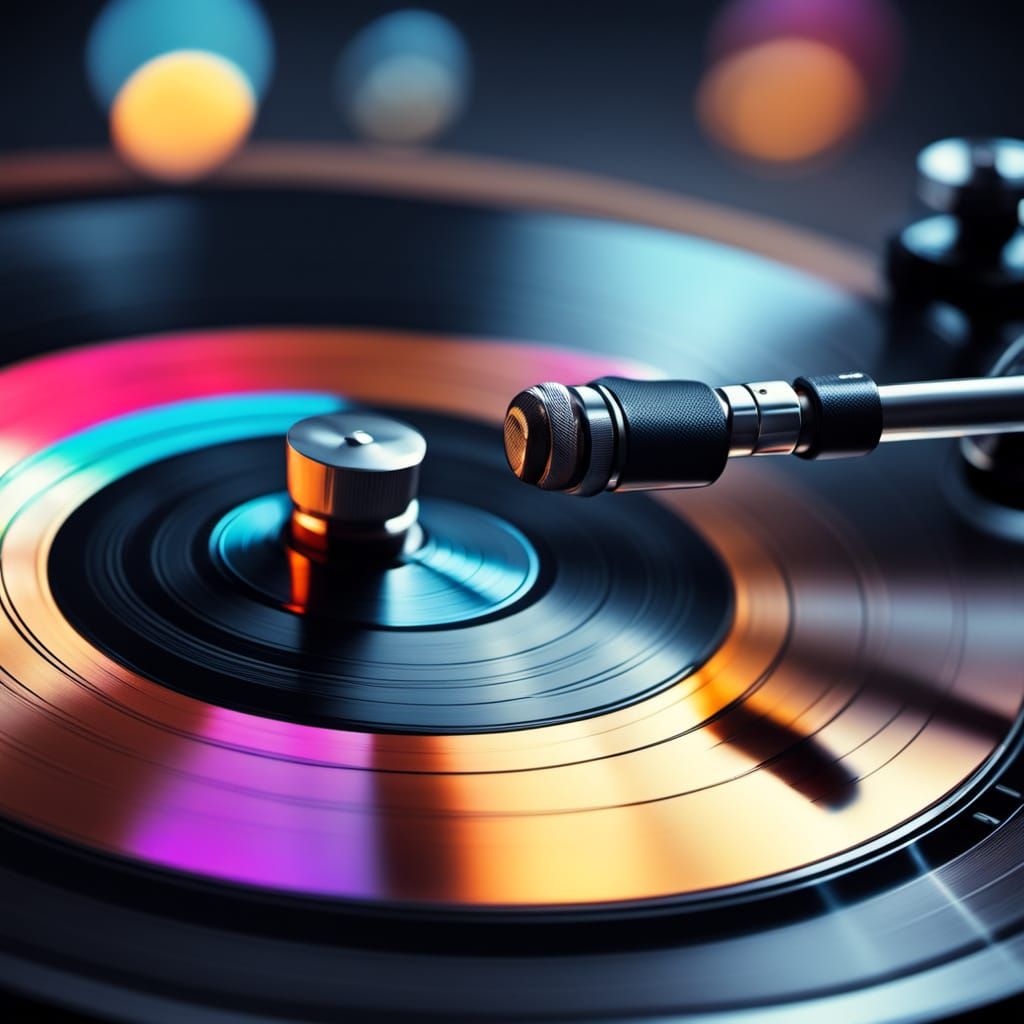 Hyper-Realistic Macro Vinyl Record Grooves