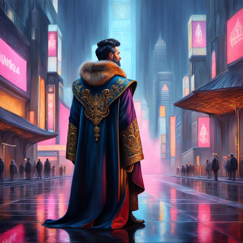 Majestic King's Grand Portrait in Vibrant Oil Painting Style