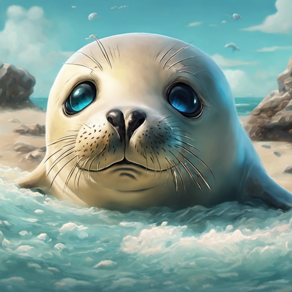 Cute Seal Angelic Digital Masterpiece