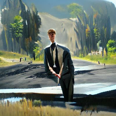 Elegant Angel of Death Resides on a Deserted Road