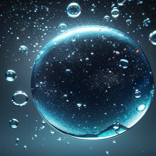 Hyperrealistic Macro Photograph of Floating Bubbles