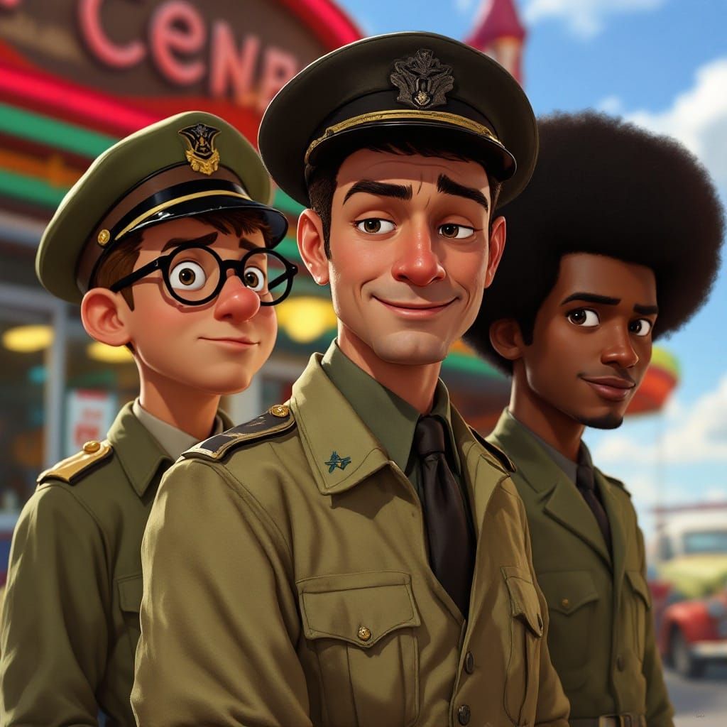 Vintage Military Figures in 1950s Retro Color