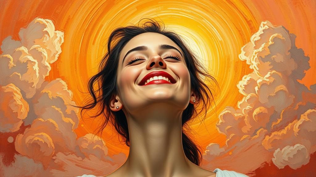 Serene Woman Amidst Melting Sunset Landscape in Neo-Impressi...