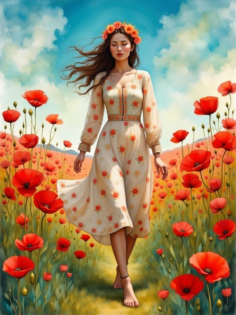 Ethereal Summer Goddess in a Floral Paradise